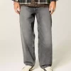 Yıkanmış Gri Patenci Bol Pantolon