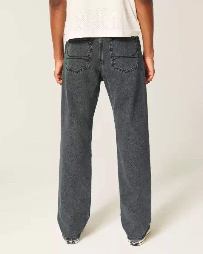 Yıkanmış Siyah Bol Kot Pantolon
