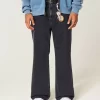 Yıkanmış Siyah Bol Paça Kot Pantolon