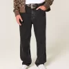 Yıkanmış Siyah Çivili Bol Pantolon