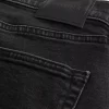 Yıkanmış Siyah İnce Düz Kot Pantolon