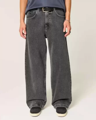 Yıkanmış Siyah Süper Bol Pantolon