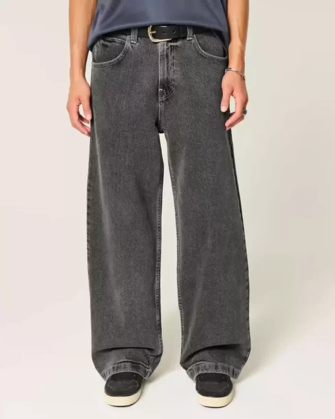 Yıkanmış Siyah Süper Bol Pantolon