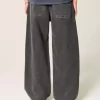 Yıkanmış Siyah Süper Bol Pantolon