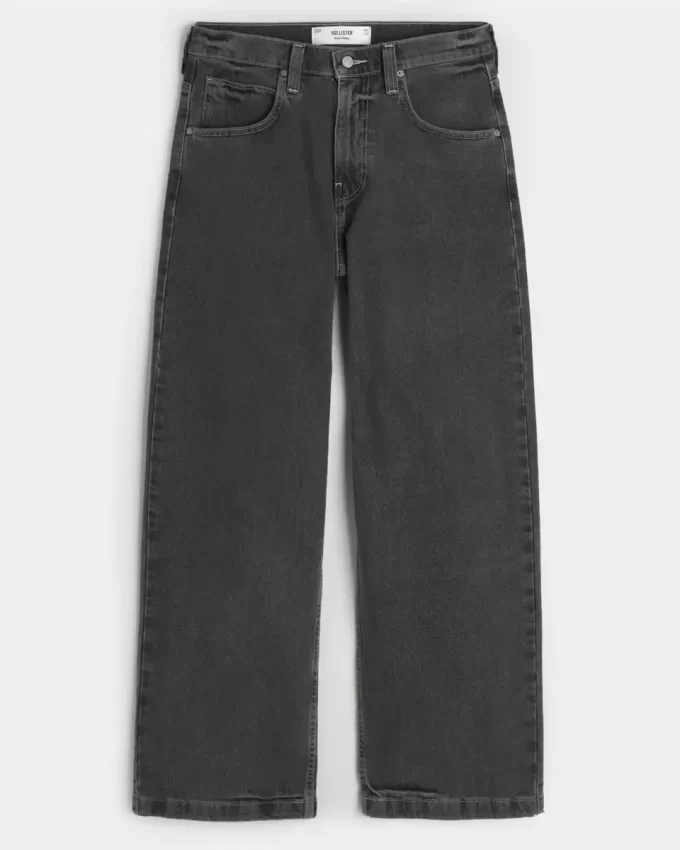 Yıkanmış Siyah Süper Bol Pantolon