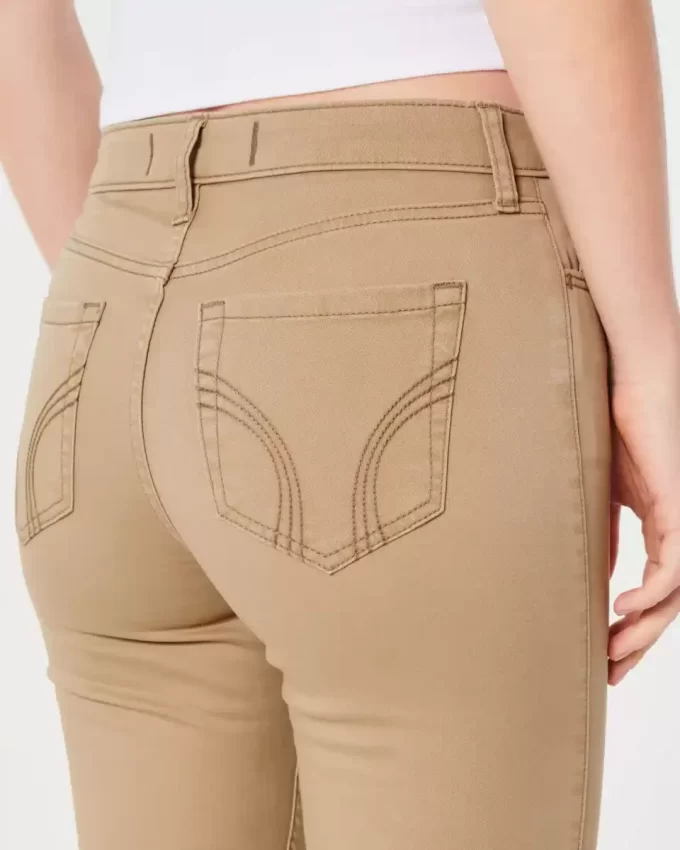 Yüksek Bel Haki Süper Dar Pantolon