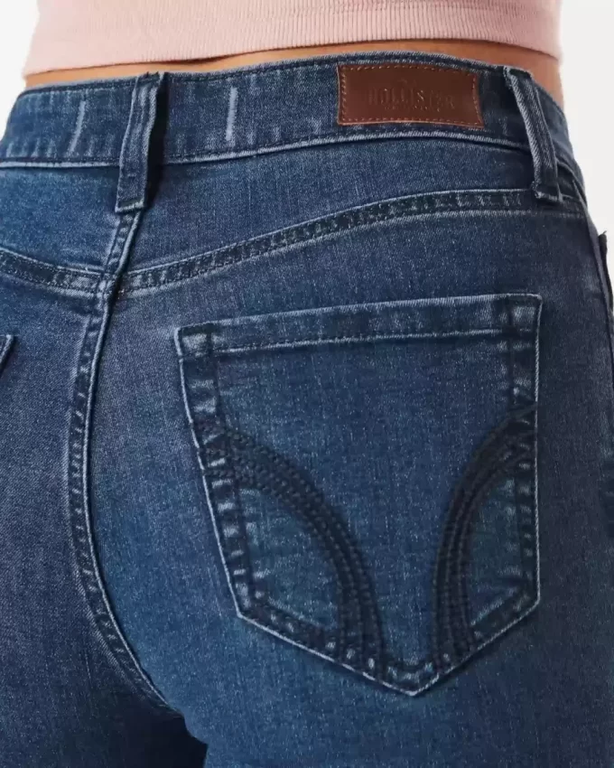 Yüksek Bel Koyu Yıkama Süper Dar Kot Pantolon
