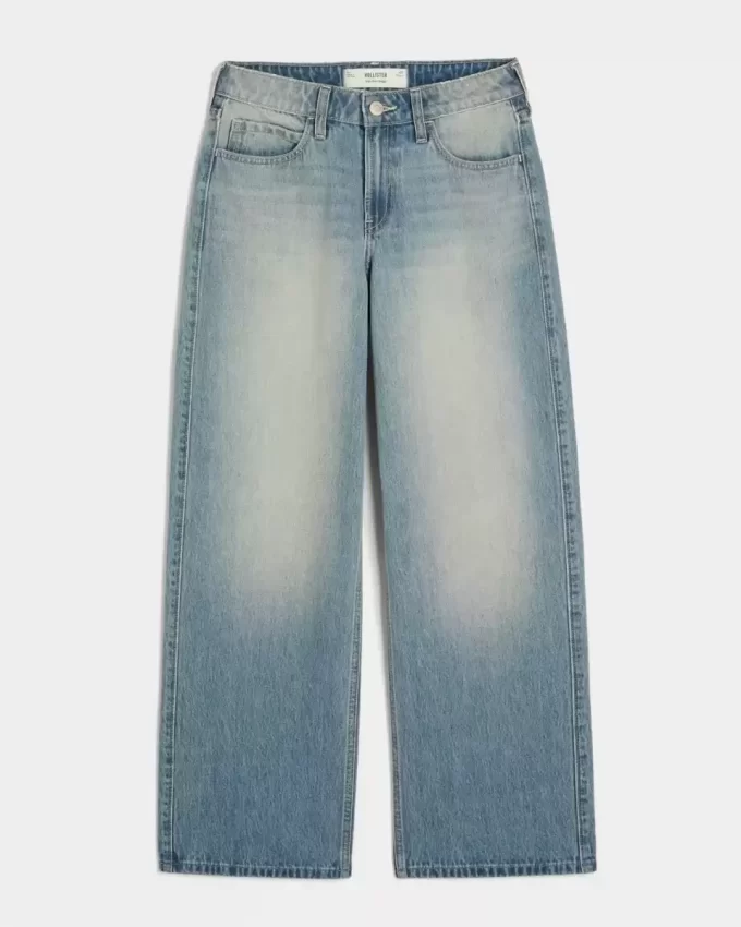Yüksek Bel Orta Boy Bol Paça Kot Pantolon