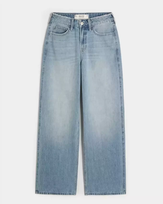 Yüksek Bel Orta Boy Bol Paça Kot Pantolon