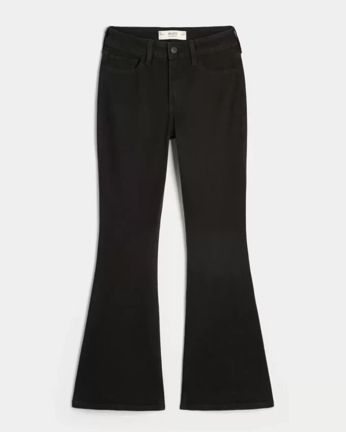 Yüksek Bel Siyah Flare Pantolon